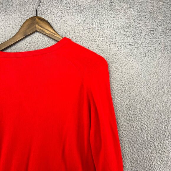 Vintage Knit Sweater Men's Large Red V Neck Pullover Acrylic Town & Country 90s - Picture 9 of 11